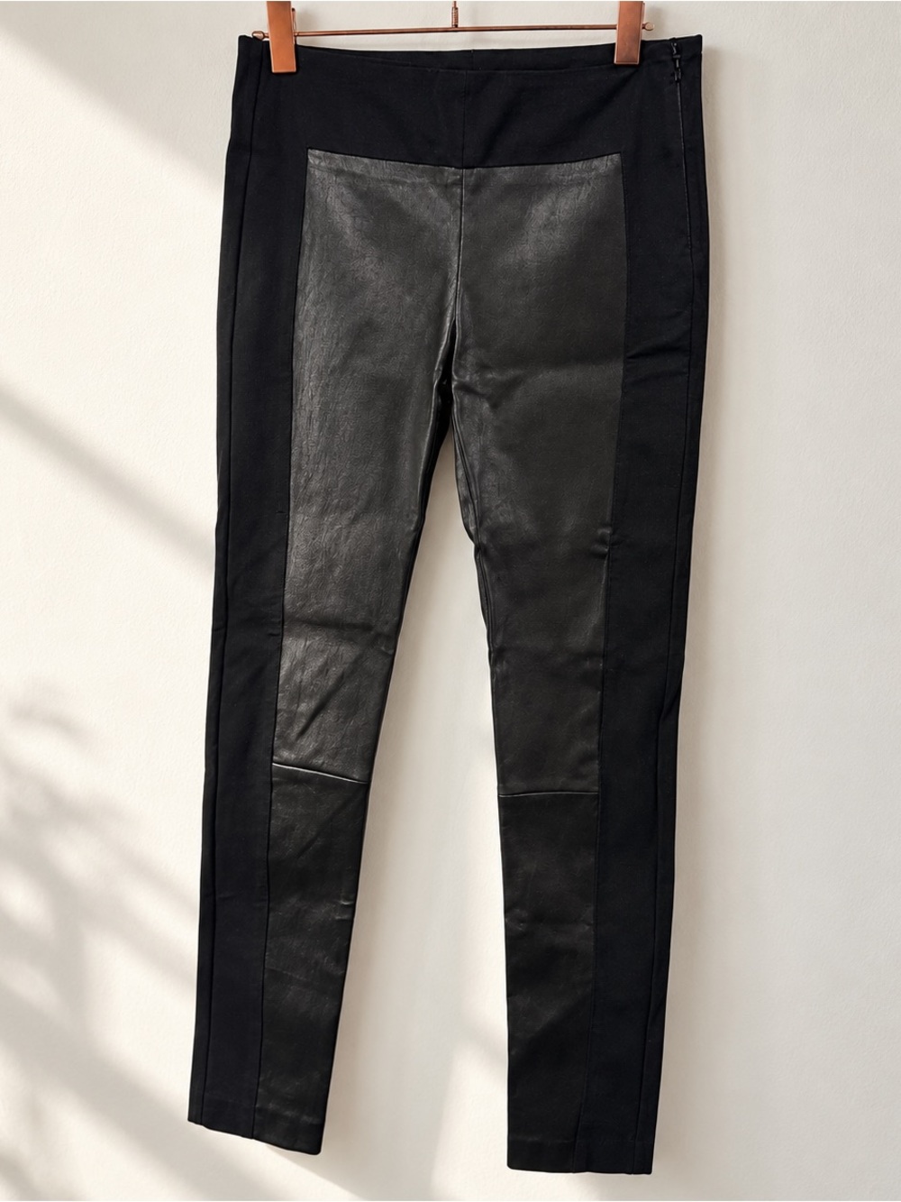 rag & bone Lambskin Leather Front Panel Skinny Pants Size 6 Black
